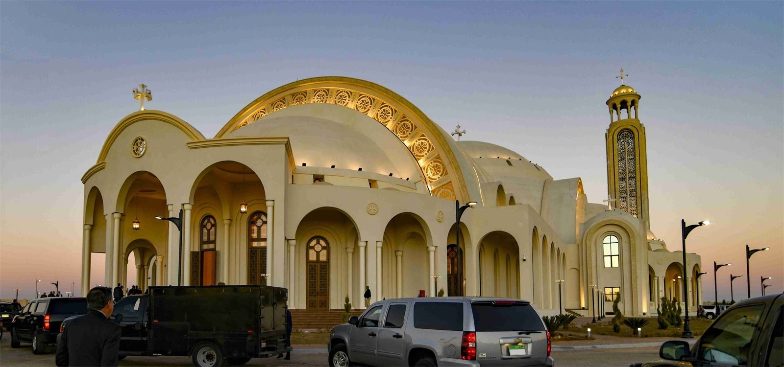 The Cathedral of the Nativity of Christ at dusk