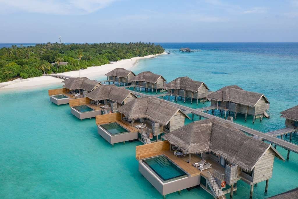Overwater villas with private pools